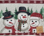 Set of 4 Same Tapestry Placemats, 13&quot;x19&quot; CHRISTMAS,WINTER, 3 SNOWMEN FR... - $19.79