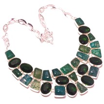 Green Crack Crystal Chrome Diopside Gemstone Ethnic Necklace Jewelry 18&quot; SA 237 - £11.98 GBP