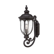 XL Black Cast Aluminum Glass Lantern Wall Light - £231.81 GBP