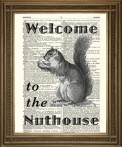 Bienvenue à La Nuthouse : Écureuil Amusant,Rétro Antique Dictionary Page... - £5.22 GBP