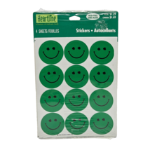 VINTAGE 1988 HALLMARK HEARTLINE GREEN SMILE SMILEY FACE STICKERS NEW SEALED - $19.00