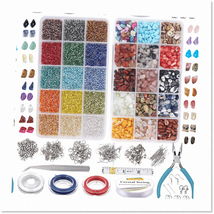 7030Pcs Irregular Stone Beads and Gl Bugle Seed Beads Kit - Exquisite Jewelry Ma - $71.27