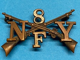 1895-1904, NY MILITIA, 8th INFANTRY RGT, F COMPANY, OFFICER, COLLAR INSI... - $30.00