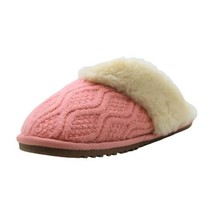 LAMO Women Faux Fur Lined Mule Slippers Caroline Knit Scuff Size US 10M Pink - £14.21 GBP