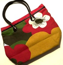 KnitPickers Knitting Green Burgundy Floral Large Canvas Tote Bag 17&quot; x14... - £25.78 GBP