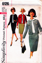 Misses&#39; JACKET, SKIRT &amp; BLOUSE Vintage 1965 Simplicity Pattern 6126 Size 14 - $12.00