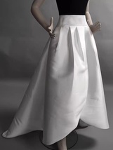 White Taffeta Maxi Skirt Outfit Women Custom Plus Size  High-low Evening Skirt image 2