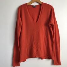 Vince Cashmere Sweater L Orange V Neck Slouchy Long Sleeve Casual Knit P... - £33.15 GBP