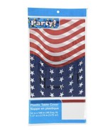 Plastic Tablecloth Tablecover Patriotic American Flag Party 54x108 - $6.78