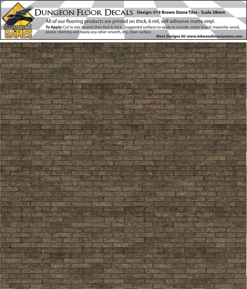 Dungeon Flooring Design 014 Brown Stone Tiles DIY 28mm Miniature Decals - $6.93