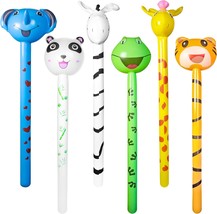 6Pcs Inflatable Animals Stick Jungle Safari Animal Balloons Stick Blow U... - £9.30 GBP