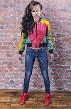 WOMENS 8 BALL POOL TRI COLOR VARSITY LEATHER JACKET - $89.99