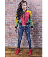 WOMENS 8 BALL POOL TRI COLOR VARSITY LEATHER JACKET - £70.35 GBP