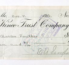 1912 Kineo Trust Company Bank Check E.A. Sampson Dover Maine Signed 983 ... - $19.99