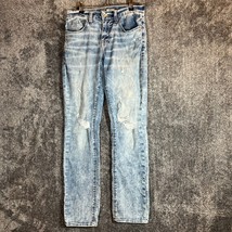 Bke Alec Jeans Mens 30x31 Light Wash Distressed Straight Leg Western Out... - $22.57