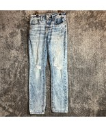 Bke Alec Jeans Mens 30x31 Light Wash Distressed Straight Leg Western Out... - £17.08 GBP