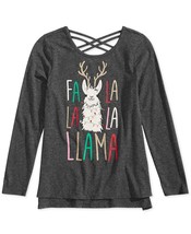 Epic Threads Big Kid Girls Llama Holiday T Shirt Size Small Color Charcoal - £21.35 GBP