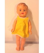 11” Vintage Antique Sweet Rubber Doll Toy with Smock - £21.81 GBP