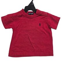 Ralph Lauren Baby Boys Red Short Sleeve T-Shirt Shoulder Snaps Size 3-6-12M - $11.88