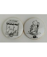 Ceramic Kewpie Baby Cherub 1&quot; Buttons Gold Edges RARE GIFT Handmade Arti... - €21,38 EUR