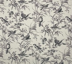 Fabricut Aviary Toile Coal Gray Bird Vine Multipurpose Linen Fabric By Yard 54&quot;W - £15.97 GBP