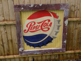 Vintage Pepsi Cola Embossed Sign in Wood Frame - $11,119.73 MXN