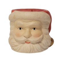 Vintage Ceramic Santa Claus Face &amp; Hat Christmas Red Candle &amp; Holder NOS - £7.16 GBP