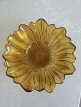 Vintage 1960's Indiana Glass Amber Sunflower Bowl 7” x 3” Excellent - $3.41
