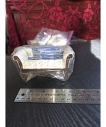 Dollhouse Miniature Settee Bench w/ Cream Fabric 1:12 Classics Mahogany ... - $26.59 CAD