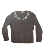 Carolyn Taylor Sweater Cardigan Women L Latge Faux Jewel Embellished Bla... - $9.60