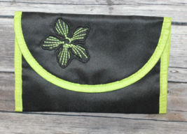 NWOT Makeup Travel Cosmetic Bag  Black and Neon Green Organizer Snap Clo... - £7.56 GBP