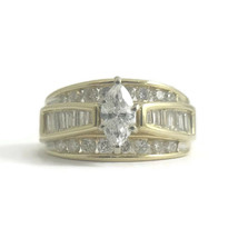 Authenticity Guarantee 
Wide Marquise Baguette Diamond Engagement Ring 1... - £1,576.20 GBP