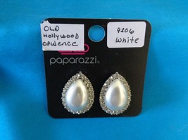 Paparazzi Clip-On Earrings (new) Old Hollywood Opulence/White 9206 - $8.58
