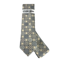 Stacy Adams Men&#39;s Tie &amp; Hanky Set Champagne Gray Charcoal Polka Dots 3.25&quot; Wide - £16.07 GBP