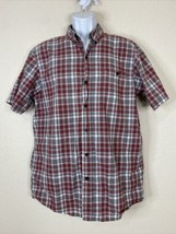 Red Head Men Size L Red/Gray Plaid Button Up Shirt Short Sleeve Pocket - £8.48 GBP