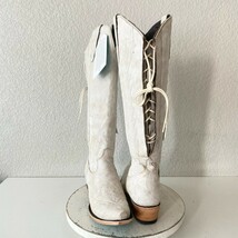 Lane LEXINGTON Knee High Tall Womens Cowboy Boots 9 White Western Cowgir... - $391.05