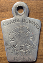 Waterford, Connecticut CT Frank Howard Masonic Keystone Pendant Fob Tag - $24.75