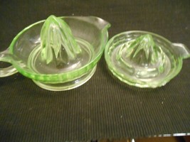 Vintage Depression Era Green Glass Juice Reemer 2 sizes Sold Together - £10.97 GBP