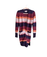 PINK ROSE Size Medium Soft Striped Cardigan Sweater Pockets Ribbed - £17.00 GBP