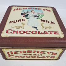 Vintage 1992 Hershey&#39;s Pure Milk Chocolate Tin EMPTY 6x6x3 Inch Collectible - $16.83