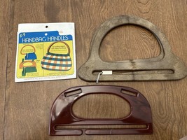 E-Z Buckle Vintage Lucite &amp; Wood Purse Handles NOS New Old Stock - £8.86 GBP