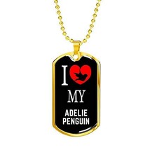 Bird Owner Gift Adelie Penguin Necklace Stainless Steel Or 18k Gold Dog Tag 24&quot;  - £36.36 GBP