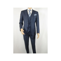 Men Suit BERLUSCONI Turkey 100% Italian Wool Super 180's Vested #Ber3 Ink Blue image 2
