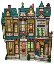 Christmas Village Town 3 Hinged 1/2&quot; Thick Flat Resin Buildings Hotel - £22.25 GBP