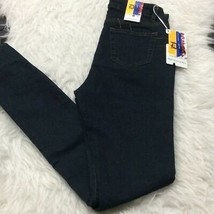 Deep Blue dark distressed skinny jeans with bling button juniors size 1 ... - $14.85