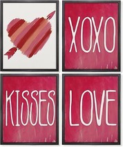 Pink Love Wall Art Valentine&#39;s Print Gifts Romantic Gifts for Her Him Xoxo Kisse - £21.87 GBP