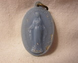 old Rosary Pendant : Light Blue Holy Mother Mary Oblong {plastic} - £2.39 GBP