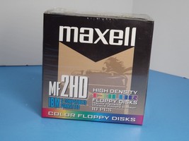 Maxell MF2HD High Density Color Floppy Disks 10 Pieces 3½&quot; New Sealed (z) - £17.02 GBP
