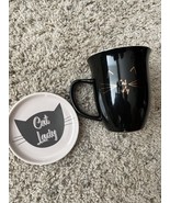 Shimmer 10 Strawberry Street Crazy Cat Lady Mug W/ coaster Home Is Where... - $17.97