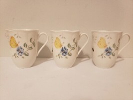 Lenox Butterfly Meadow Dragonfly Porcelain Scalloped Edge Mug Cup Lot Of 3 - £20.80 GBP